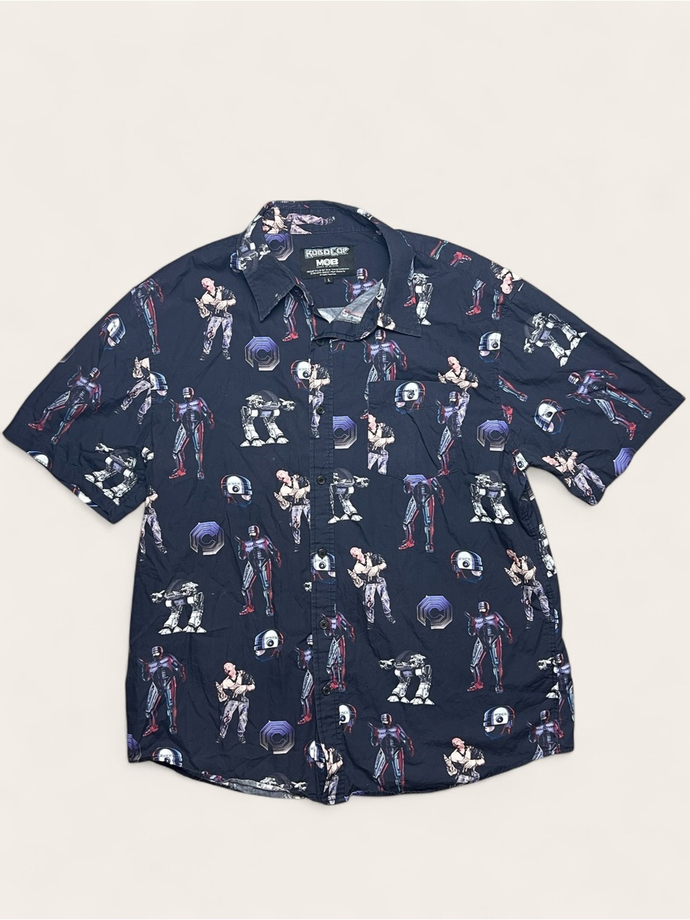 Middle Of Beyond Button Down Shirt RoboCop Print MOB Mens L